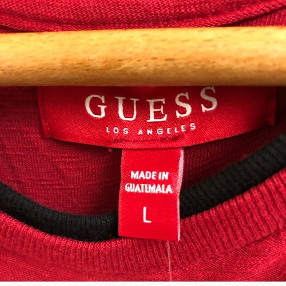New with tags guess Los Angelos long sleeve fleece red tee size men's large - Picture 5 of 5